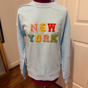 Lola + The Boys Multicolor 'New York' Light Blue Sweater